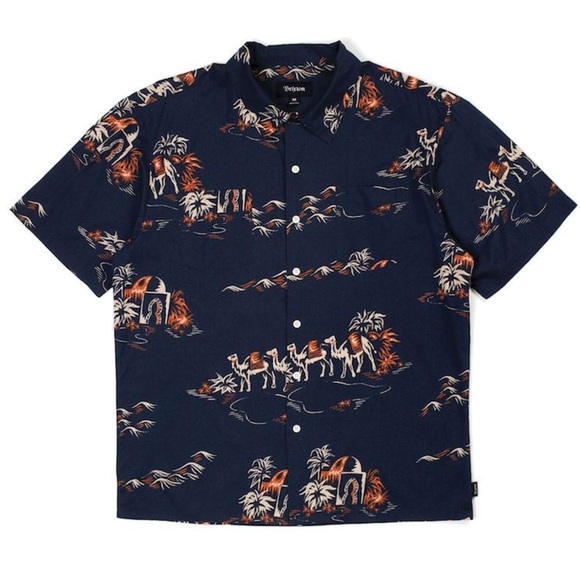 [S] Brixton Cruze S/S Woven Shirt Washed Navy/Ginger Relaxed Fit - Picture 2 of 8